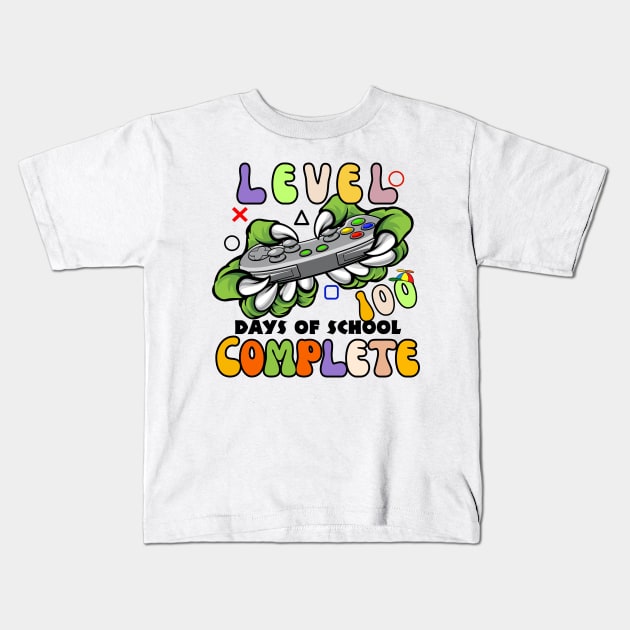 Level 100 Days Of School Unlocked Boys 100th Day Of School Kids T-Shirt by Emouran